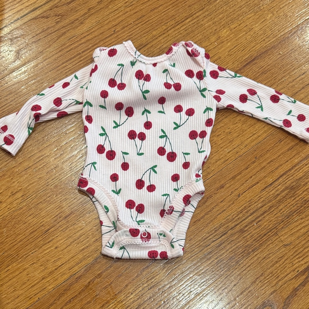 Old Navy size 0-3month pink cherry onesie